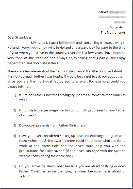 Letter to Sinterklaas Page 1