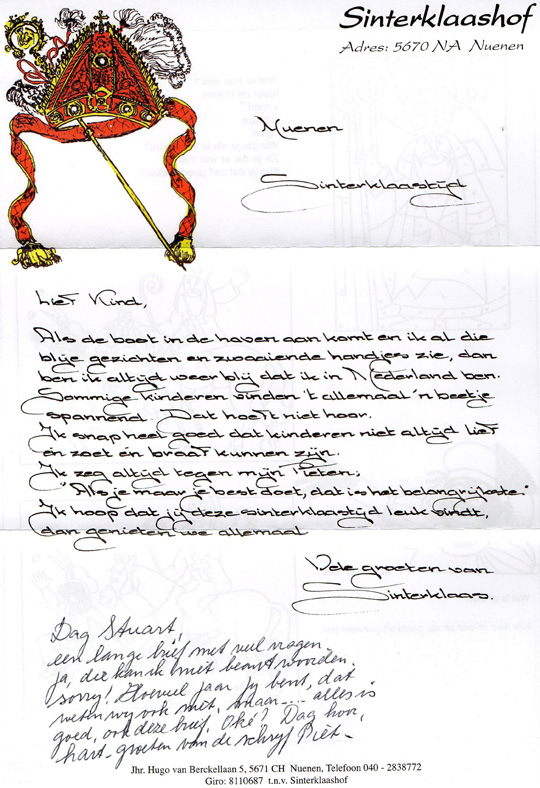 Sinterklaas Reply Letter Front